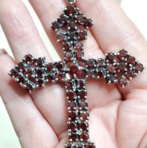 Sterling silver Garnet cross